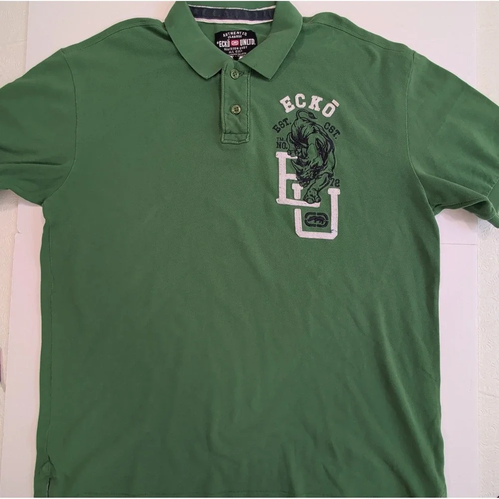 Lot of 3 Ecko Unltd Polo Shirts Mens 3XL Y2K Streetwear Graphic Golf Polos